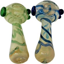 green blue swirl glass hand smoking pipe with bowl