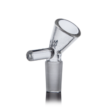 The MJ Arsenal Flower Bowl (10mm) is a clear borosilicate, conically-shaped bowl piece with a straight handle, designed for mini bongs or MJ Arsenal mini rigs. Shown on a plain white background.