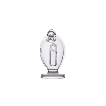 The MJ Arsenal The Martian® Original Blunt Bubbler™ is a clear glass sculpture with a rounded top, looped accent, and cylindrical base, offering style and water filtration, shown on a white background.