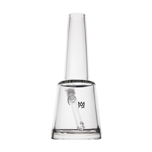 The MJ Arsenal Summit Bong is a clear borosilicate glass piece with a conical base, straight neck, and a small logo on the side, displayed against a plain white background.