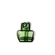 The MJ Arsenal Commander Blunt Bubbler is a green borosilicate glass bottle featuring a rectangular base, rounded shoulders, and a short narrow neck, reminiscent of a vintage cone bubbler, shown against a plain white background.