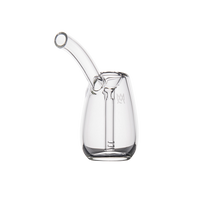 The MJ Arsenal Bulb Bubbler, made from clear borosilicate glass with a long, angled spout and handle, is shown against a plain white background.