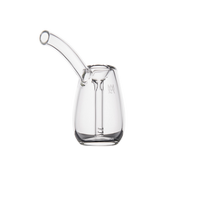 The MJ Arsenal Bulb Bubbler is a clear borosilicate glass container with a curved spout and cylindrical body, shown on a plain white background.