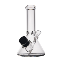 The MJ Arsenal Cache Bong features a clear borosilicate glass beaker base and a black removable bowl, displayed against a plain white background.