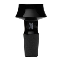 The Human Grade Cauldron Glass Bowl Slide 10mm/14mm is a black hookah accessory with a wide, flared top, matte base, and small white neck logo—perfect as a water pipe bowl.