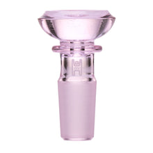 The Human Grade Saucer Glass Bowl Slide 10mm/14mm is a translucent light purple borosilicate bowl with a saucer design, wide rounded top, and frosted conical base. Fits 10mm and 14mm water pipes or bongs.