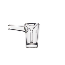 The MJ Arsenal Basin Bubbler, made of clear borosilicate glass with an integrated spout and handle, is shown against a plain white background.