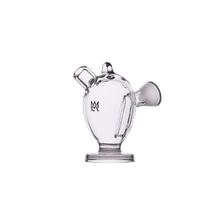 The MJ Arsenal The Martian® Original Blunt Bubbler™ is a clear glass water pipe with a round body, angled mouthpiece, side handle, and front logo, shown on a white background. It delivers smooth water filtration for your blunts.
