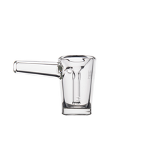 The MJ Arsenal Basin Bubbler, made from clear borosilicate glass, is shown on a plain white background. It features sturdy construction and visible markings for accurate use in everyday routines.