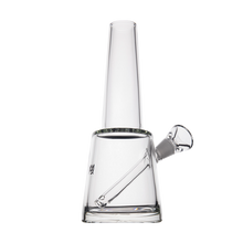 The MJ Arsenal Summit Bong is a clear borosilicate glass piece with a cylindrical mouthpiece, beaker-style base, and side bowl for material, shown against a plain white background.