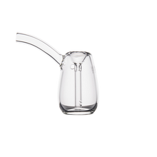 The MJ Arsenal Bulb Bubbler is a clear borosilicate glass watering can featuring a curved spout and minimalist design, photographed against a plain white background.