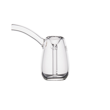 The MJ Arsenal Bulb Bubbler, made of clear borosilicate glass with a wide, angled spout and sturdy base, is shown against a plain white background.