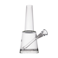 The MJ Arsenal Summit Bong, made of clear borosilicate glass with a wide base, straight neck, and angled bowl attachment, provides excellent water filtration and is shown against a white background.