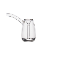 The MJ Arsenal Bulb Bubbler, made from clear borosilicate glass with a long, curved spout, is displayed against a plain white background.