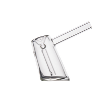 The MJ Arsenal Fulcrum Bubbler is a sleek, modern glass smoking pipe made from borosilicate glass with a cylindrical body and angled stem, shown on a plain white background.