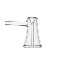 The MJ Arsenal Vulkan Bubbler features clear borosilicate glass, a conical base, and a straight horizontal spout extending from the upper side, all set against a plain white background.