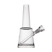 The MJ Arsenal Summit Bong, made of clear borosilicate glass, features a wide base, angled mouthpiece, and removable downstem and bowl, shown on a plain white background for efficient water filtration.