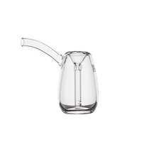 The MJ Arsenal Bulb Bubbler, made of clear borosilicate glass with a curved spout and rounded body, is displayed against a plain white background.