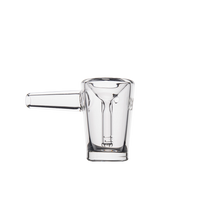The MJ Arsenal Basin Bubbler, made of clear borosilicate glass and featuring a horizontal handle, is displayed against a plain white background.