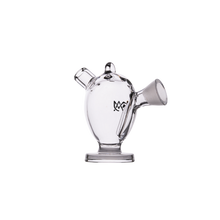 The MJ Arsenal The Martian® Original Blunt Bubbler™ features a clear glass body, short spout, angled mouthpiece, and sturdy base. Photographed on a white background, it offers artistic design and efficient water filtration for smoother sessions.