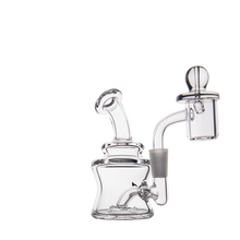 The MJ Arsenal Jammer Mini Dab Rig is a compact borosilicate glass rig with a curved neck, wide base, and attached chamber, shown on a white background.