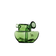 The MJ Arsenal Commander Blunt Bubbler is a modern, translucent green borosilicate glass piece with a rounded base and cylindrical spout, ideal as a stylish mini bubbler—shown here against a plain white background.