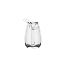 The MJ Arsenal Bulb Bubbler, made of clear borosilicate glass with a rounded body, narrow neck, spout, and handle, is shown on a plain white background.
