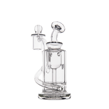 The MJ Arsenal Ursa Mini Dab Rig, made of clear borosilicate glass with a cylindrical base, curved neck, and attached bowl, is shown against a plain white background.