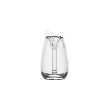 The MJ Arsenal Bulb Bubbler is a clear pitcher-shaped piece made from durable borosilicate glass, featuring a smooth, rounded form and slightly flared rim, photographed on a plain white background.