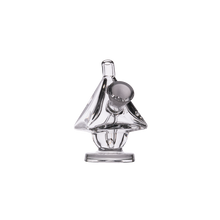 The MJ Arsenal King Bubbler is a clear, sculpted borosilicate glass piece with a geometric tree design and spherical ornament near the top, offering a modern look reminiscent of a bubbler, shown against a plain white background.