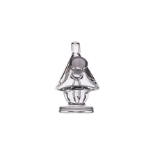 The MJ Arsenal King Bubbler is a clear borosilicate glass piece shaped like a sailboat, with a triangular sail and rounded base, shown against a plain white background.