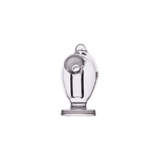 A clear glass vase with a round body, flat circular base, and small angled spout near the top—mirroring the sleek look of the MJ Arsenal The Martian® Original Blunt Bubbler™—set against a plain white background.