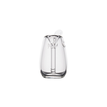 The MJ Arsenal Bulb Bubbler, shown against a plain white background, features clear borosilicate glass with smooth, rounded sides and a modern, minimalist design.