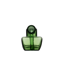 The MJ Arsenal Commander Blunt Bubbler is a modern green borosilicate glass bottle with a rectangular base and narrow cylindrical neck, resembling a mini bubbler and set against a plain white background.