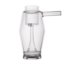 The MJ Arsenal Proxy Bubbler is a clear, modern borosilicate glass pitcher featuring a cylindrical top, straight vertical handle, and unique inner chamber. Its sleek minimalist design draws inspiration from premium Proxy Bubbler dabbing accessories.