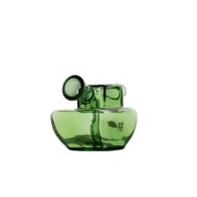 The MJ Arsenal Commander Blunt Bubbler is a modern, translucent green borosilicate glass water pipe with a round base and angled mouthpiece, shown against a plain white background.