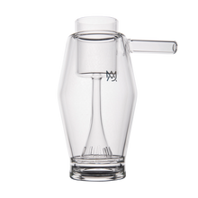 The MJ Arsenal Proxy Bubbler features clear borosilicate glass in a modern angular design, with a cylindrical side handle and vertical central tube, displayed against a white background.