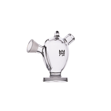 The MJ Arsenal The Martian® Original Blunt Bubbler™ is a clear glass attachment with a spherical body, three angled openings, and a black crown logo, designed for smooth water filtration and shown against a plain white background.