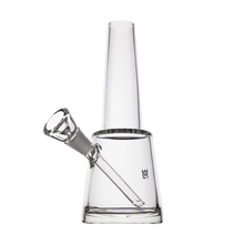The MJ Arsenal Summit Bong, made of clear borosilicate glass with a conical mouthpiece, angled bowl, and sturdy base, is shown on a plain white background.