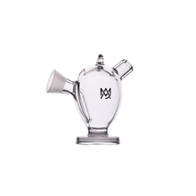 The MJ Arsenal The Martian® Original Blunt Bubbler™ is a clear glass vessel with a wide spout, side opening, flat base, and black logo, delivering smooth water-filtered hits; shown against a white background.