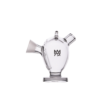 The MJ Arsenal The Martian® Original Blunt Bubbler™ is a clear glass pipe with a side mouthpiece, slanted chamber, advanced water filtration, and a black logo on the front, shown on a plain white background.