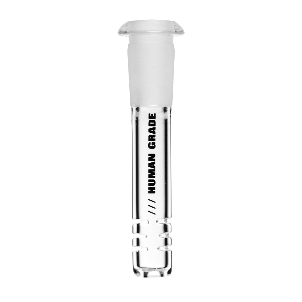 The Human Grade Downstems feature clear glass, a 14mm size, a frosted top, and 