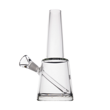 The MJ Arsenal Summit Bong is a clear borosilicate glass piece featuring a conical base and an angled downstem, showcased against a plain white background.