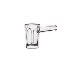 The MJ Arsenal Basin Bubbler, made of clear borosilicate glass with a cylindrical body and extended handle, is displayed against a plain white background.