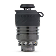 A close-up of the Puffco 3DXL Chamber (Black), featuring a black top, ribbed middle, and metallic base labeled 3DXL, highlights its advanced 3D technology against a plain white background.