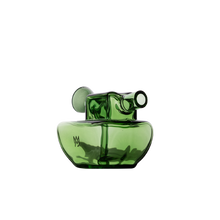 The MJ Arsenal Commander Blunt Bubbler features a modern, transparent green borosilicate glass design with an abstract, irregular shape and small spout-like mouthpiece, displayed against a plain white background.