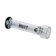 The Tyson Jab One Hitter is a clear borosilicate glass pipe with a flared base and rim, featuring "W0ZYT" in black letters on the side. This portable smoking pipe is shown on a white background.