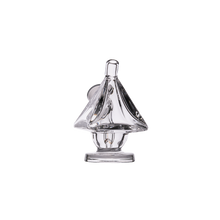 The MJ Arsenal King Bubbler is a clear borosilicate glass piece with a round base, elegantly displayed against a plain white background.