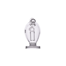 A clear glass angel figurine with a halo on a round base evokes the elegant style of the MJ Arsenal The Martian® Original Blunt Bubbler™, set against a plain white background.