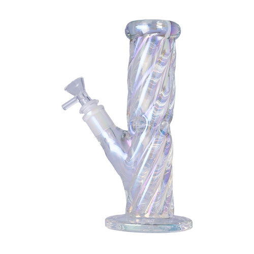 Human Grade Twisted Iridescent Tube Glass Water Pipe